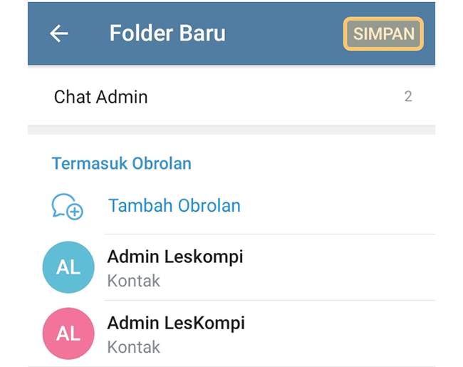 Simpan Hasil Folder Chat