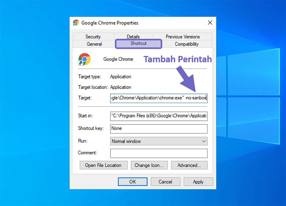Perintah No Sandbox Chrome