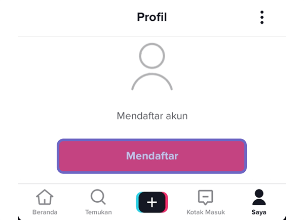 Tombol Mendaftar di TikTok