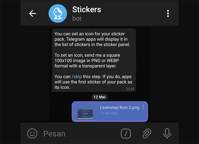 Upload Icon Stiker Telegram
