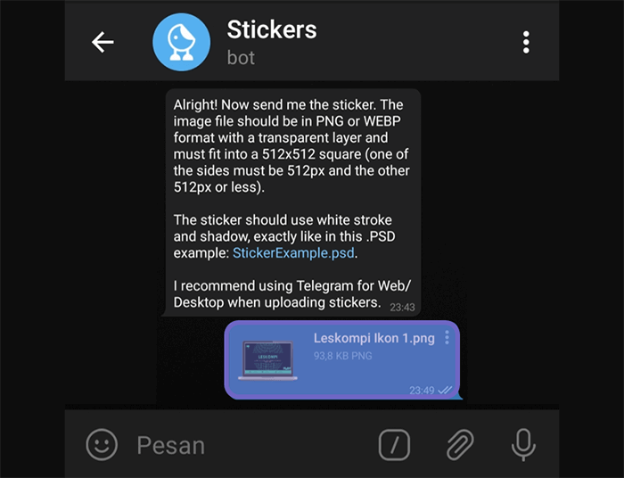 Upload Objek Stiker Gambar