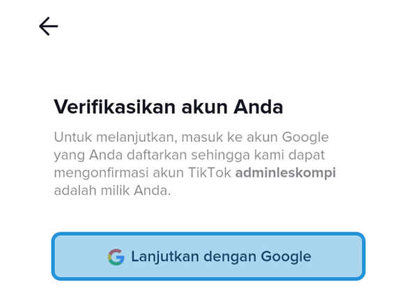 Menu Verifikasi Hapus Akun TikTok