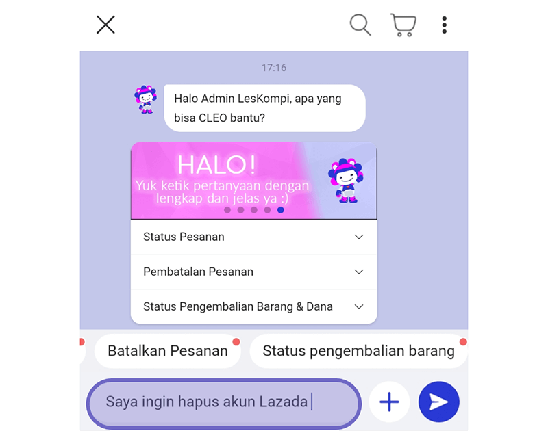 Permohonan Delete Akun Lazada