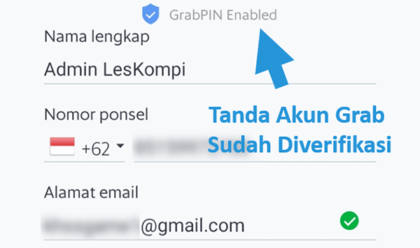 Akun Grab Terverifikasi