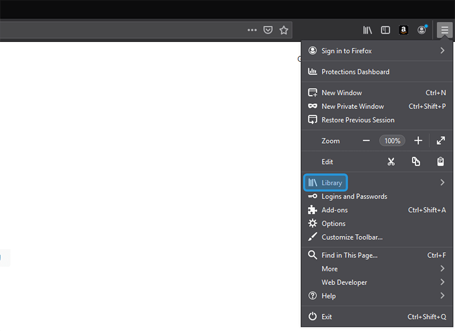 Menu Library Firefox
