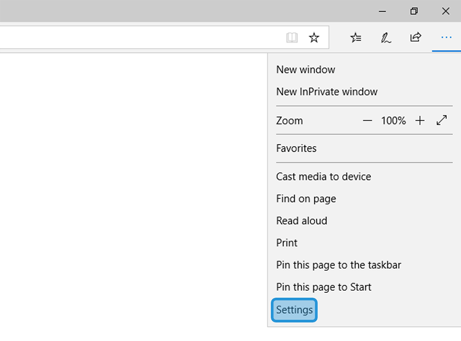 Menu Settings Microsoft Edge