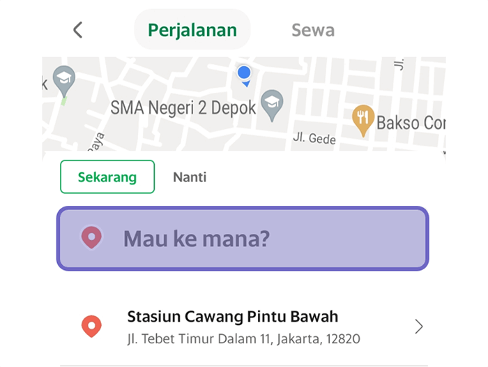 Cari Tujuan GrabCar