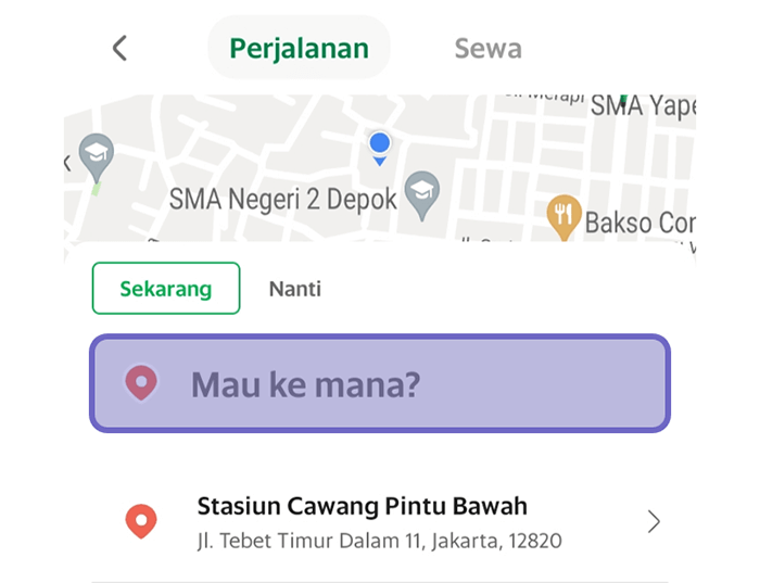 Cari Alamat Tujuan Grab