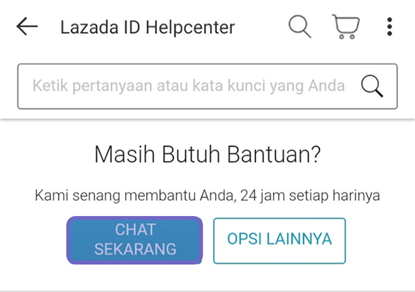 Opsi Chat CS di Lazada