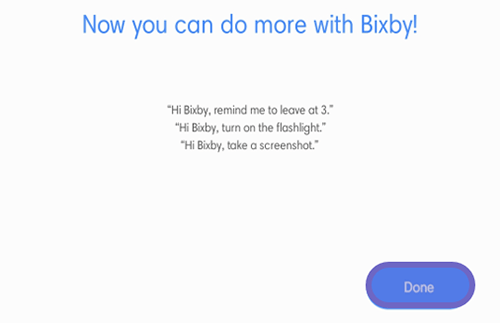 Contoh Selesai Mengaktifkan Bixby