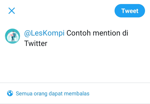 Contoh Mention Twitter