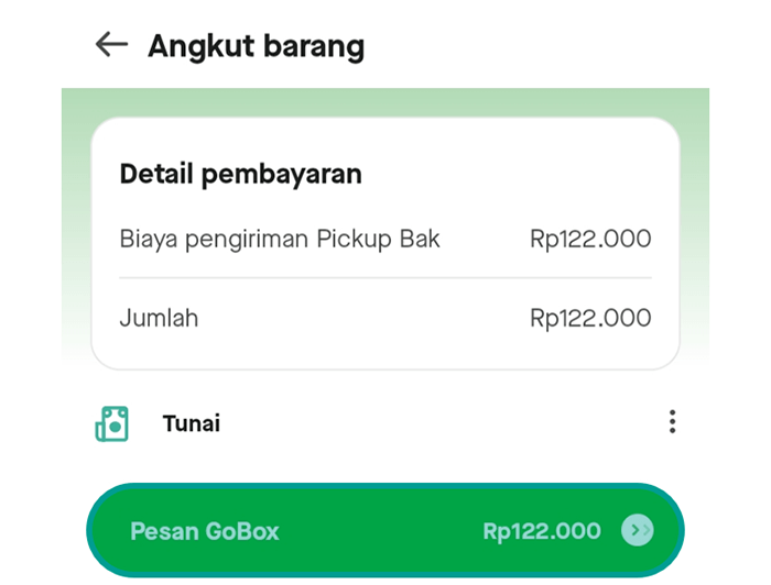 Contoh Hasil Pesan GoBox di GoJek