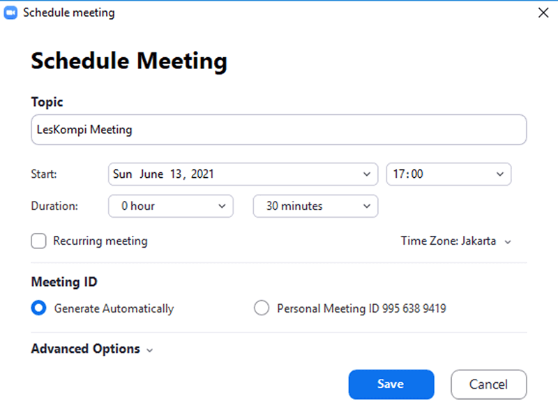 Fitur Schedule Meeting Zoom