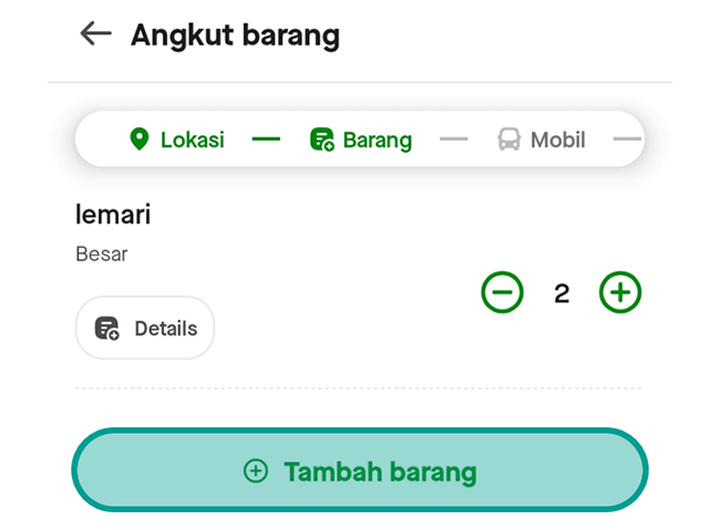 Atur Data Nama Barang yang Akan Diangkut