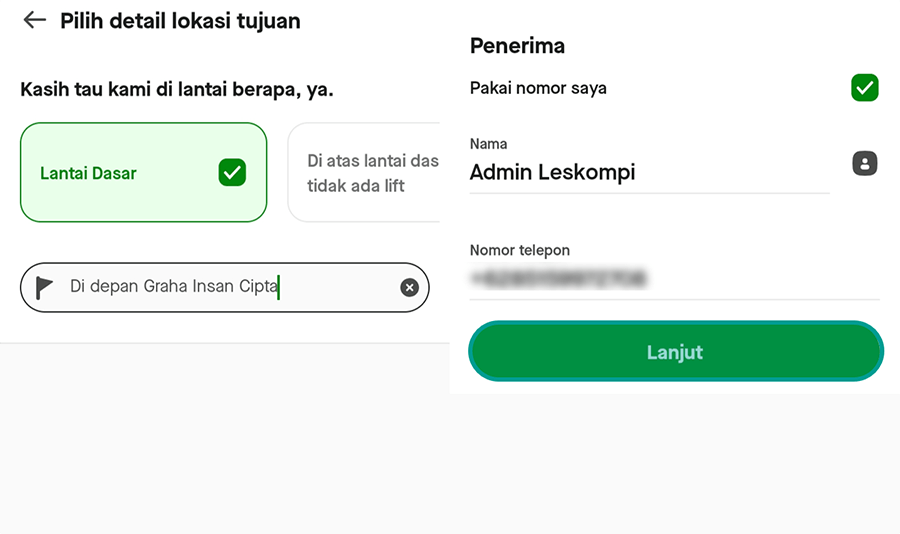 Masukkan Data Penerima Barang