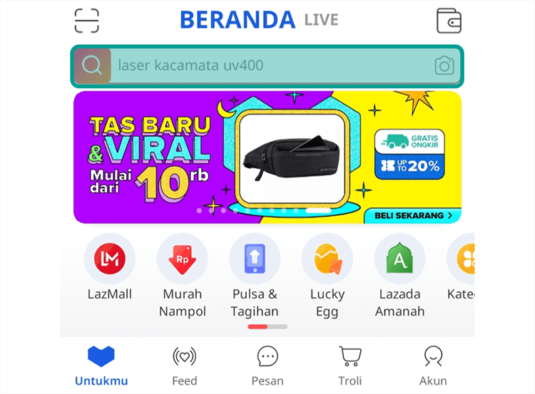 Kolom Pencarian Lazada