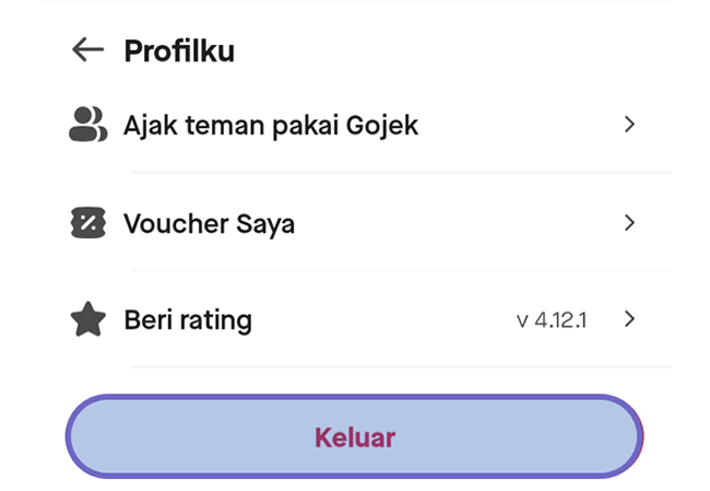 Opsi Logout Akun GoJek