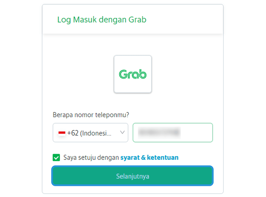 Masuk ke Akun Aplikasi Grab