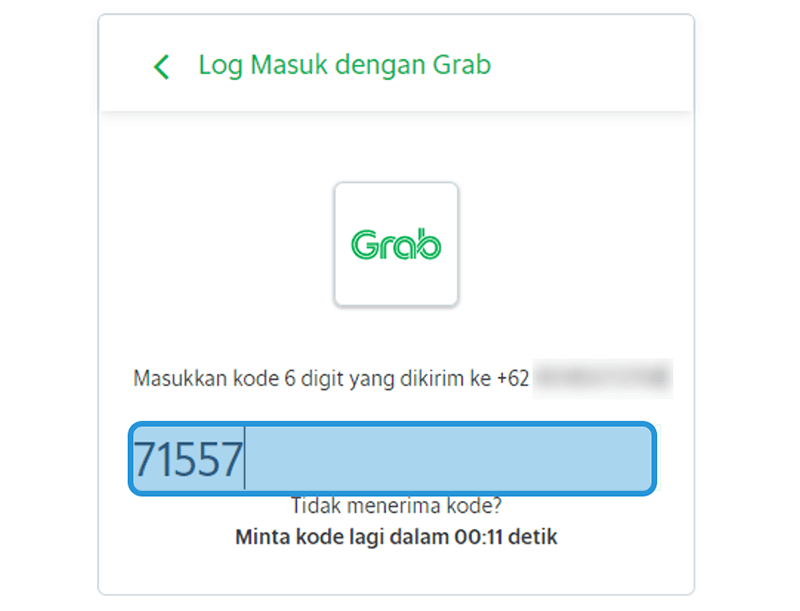 Taruh Kode Verifikasi Grab
