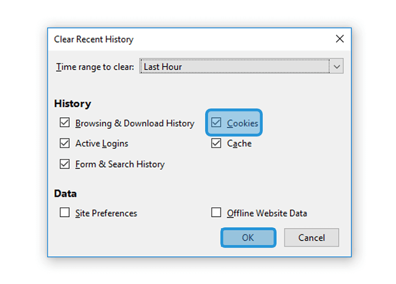 Contoh Hapus Cookies di Firefox