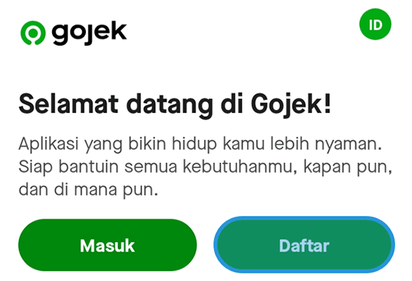 Opsi Daftar GoJek
