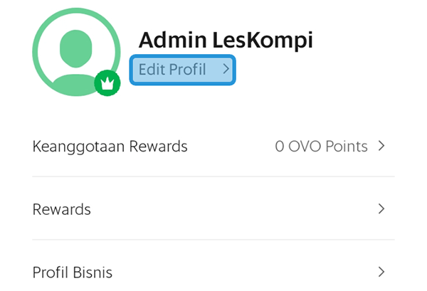 Opsi Edit Profil Grab