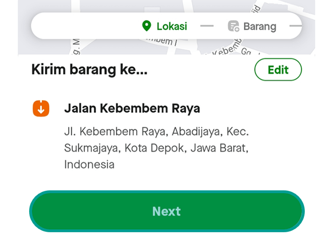 Memilih Alamat Barang