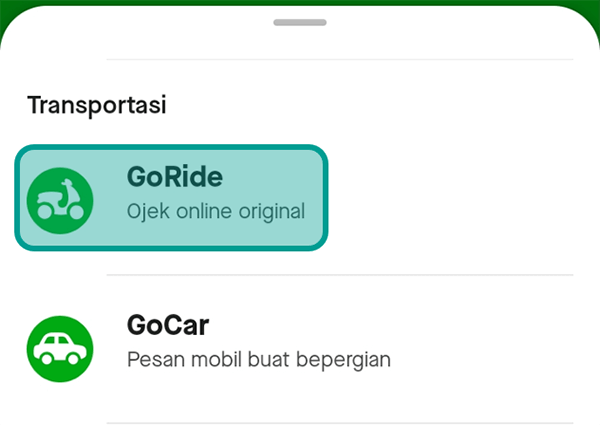 Opsi Layanan GoRide
