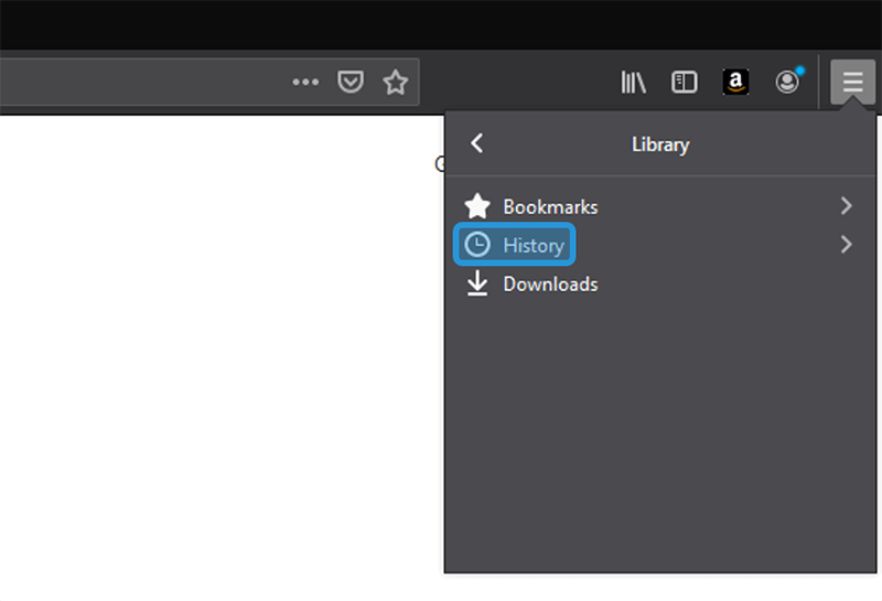 Menu History Firefox