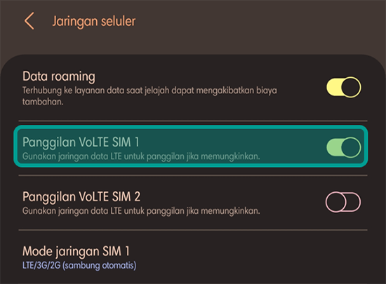 Menyalakan Layanan VoLTE