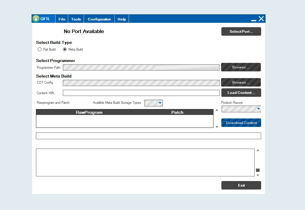 Available ports. QFIL.