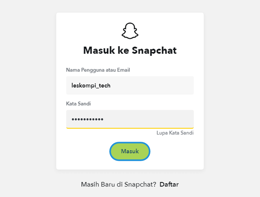 Login Akun Snapchat