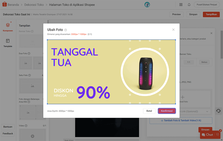 Mengatur Gambar Banner Shopee