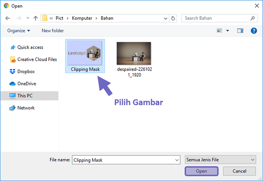 Buka Gambar di Browse