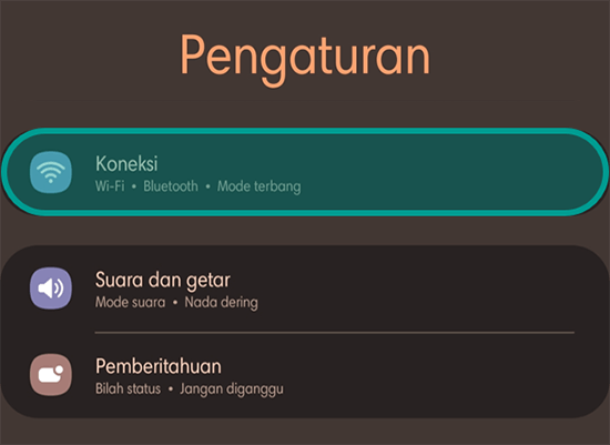 Menu Koneksi di HP