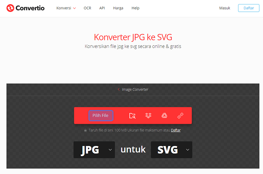 Menu Pilih File Convertio