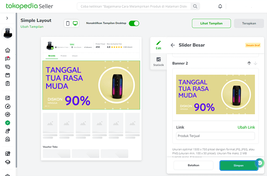 Simpan Hasil Banner Tokopedia