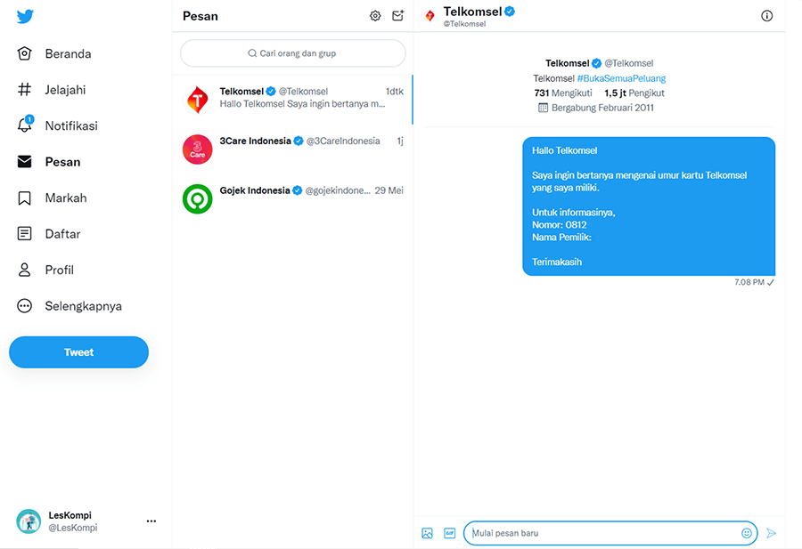 Cek Umur Kartu Telkomsel Melalui Sosial Media