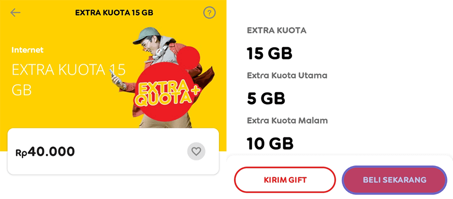 Contoh Beli Paket Ekstra Kuota Indosat