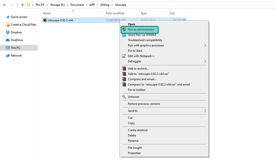 Jalankan Installer Inkscape