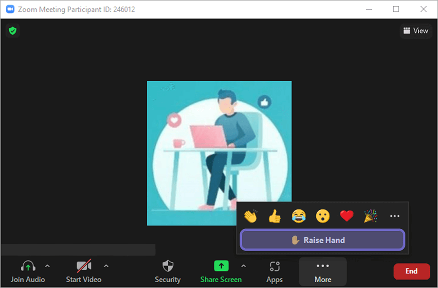 Menu Raise Hand Zoom PC