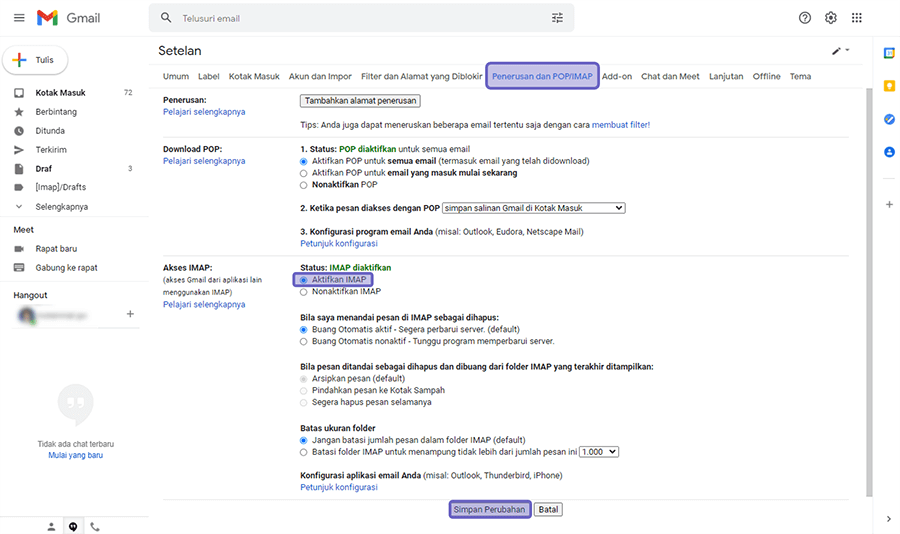 Atur IMAP di Gmail