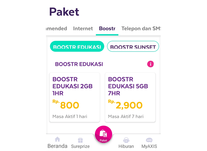 Contoh Kuota Belajar Axis
