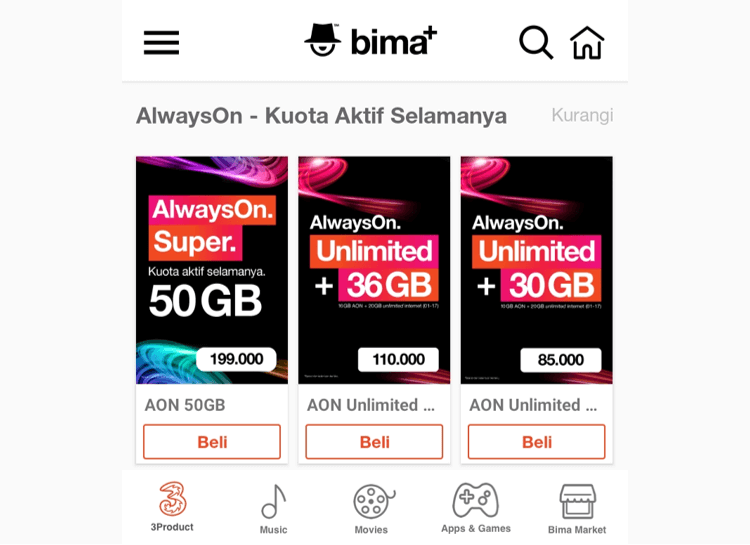 Contoh Kuota Belajar Tri