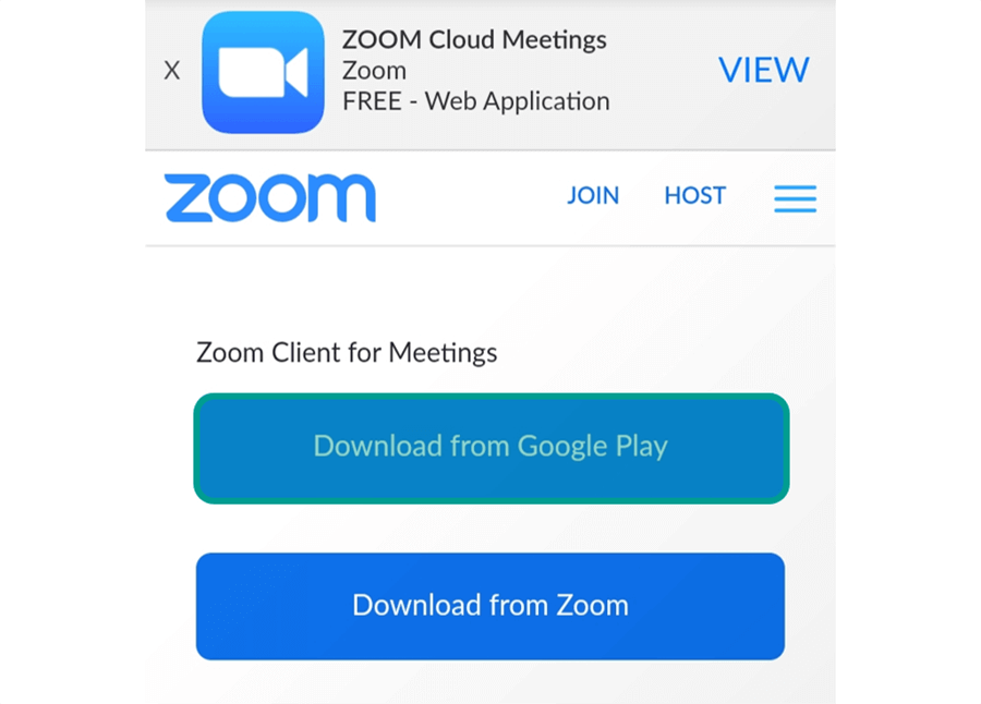 Opsi Download From Google Play di Zoom