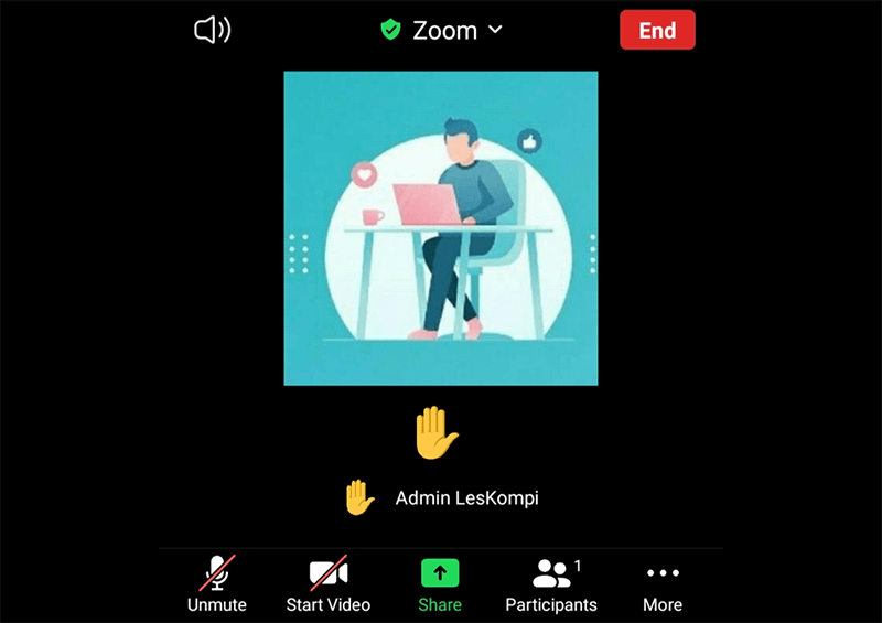Contoh Raise Hand Aktif di Zoom HP