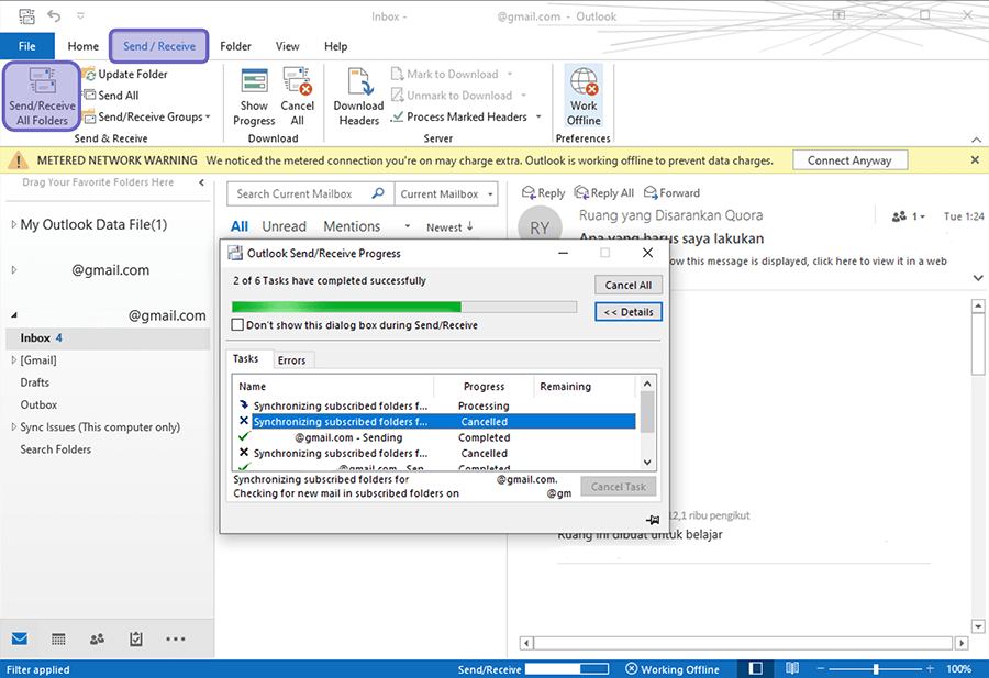 Proses Sinkronisasi Outlook