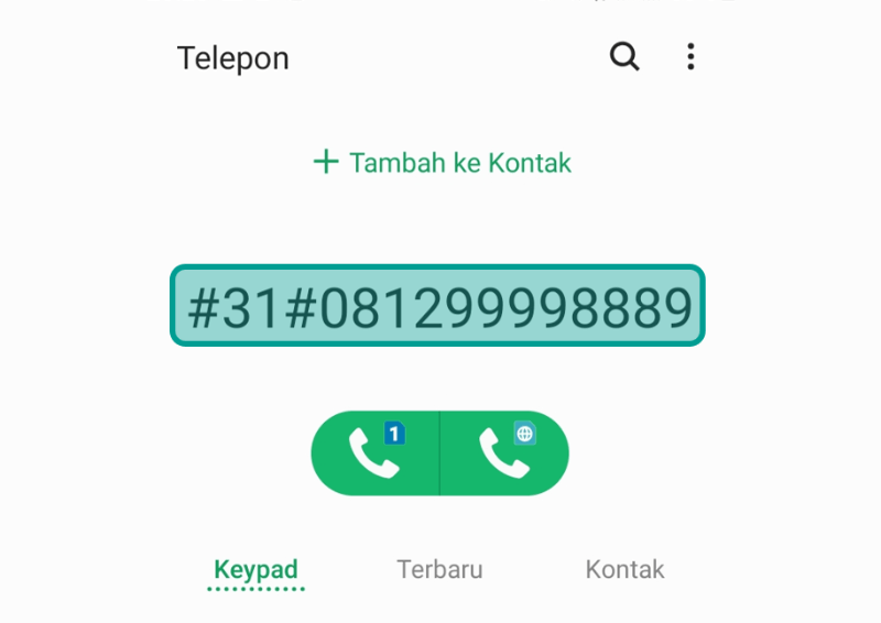 Mengaktifkan Private Number Via Kode Dial