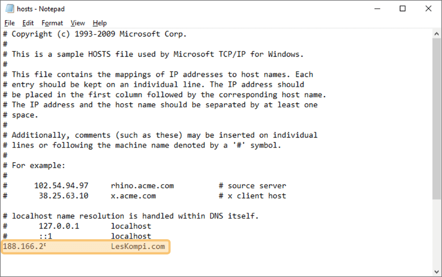 Setting IP dan Domain File Host