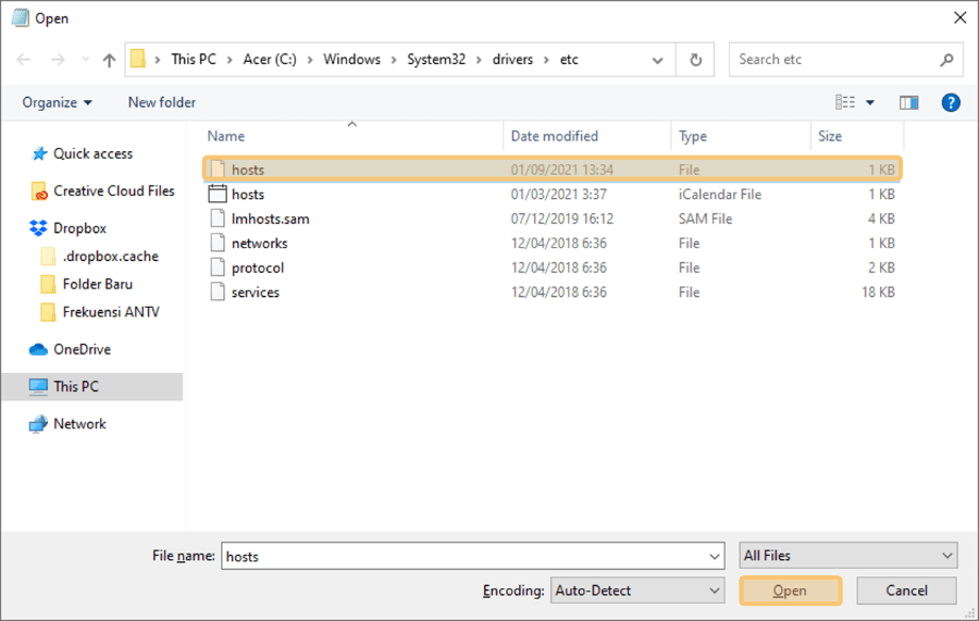 Membuka File Host di Notepad